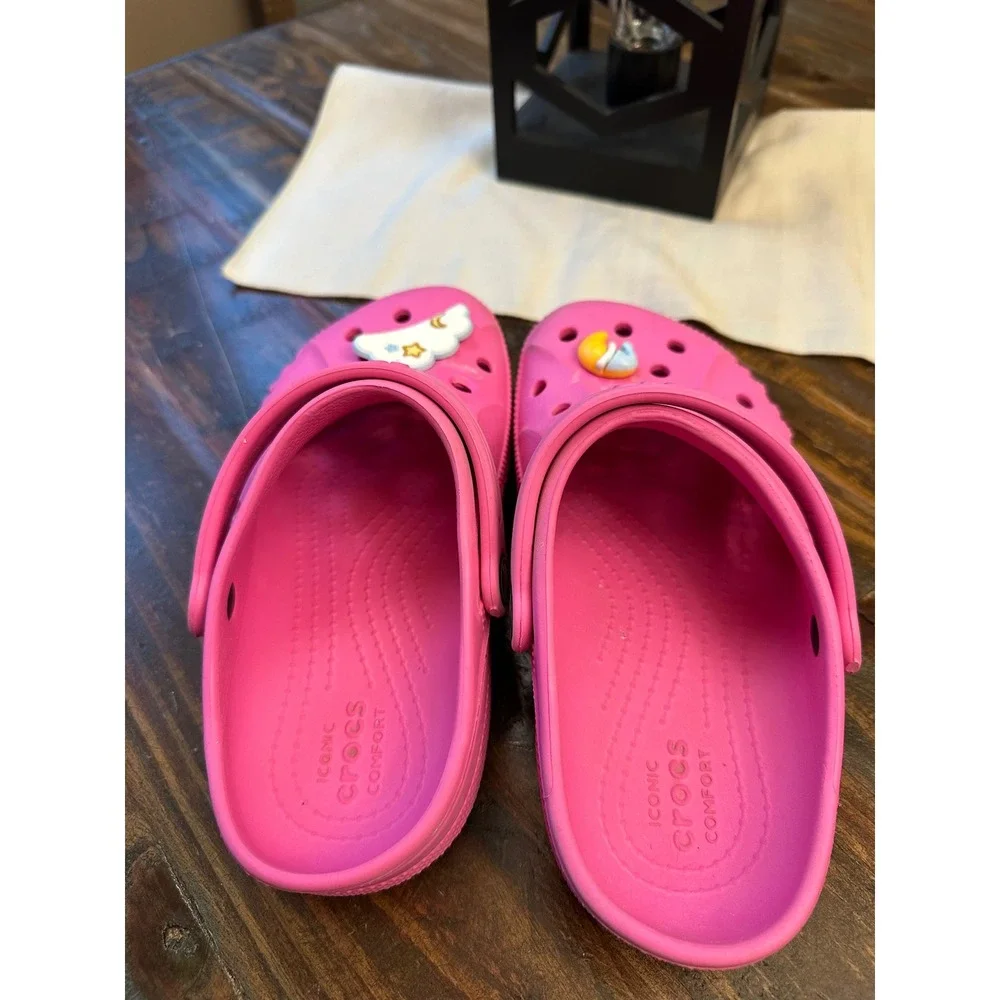 Crocs Kids Baya Clog Pink Celestial Moon Cloud Charms Size J2 Water Shoes Junior